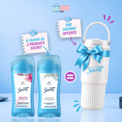 Pack Secret Déodorants Solides Poudre 73 ml + Douche Fraîcheur 73 g = Gourde Offerte