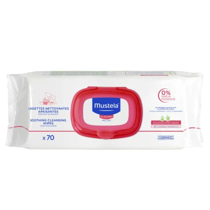 Mustela lingettes nettoyantes apaisantes sans parfum – 70 piéces
