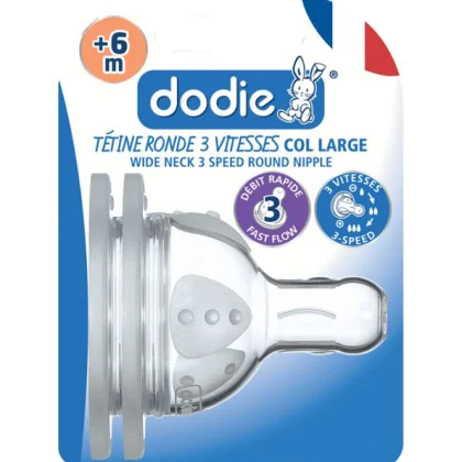 Dodie – Tétines col large (6M +) 3 vitesses Débit 3 (X2)