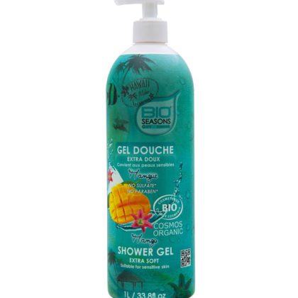 Bio Seasons – Gel douche Extra Doux à la mangue – (Pompe 1L)