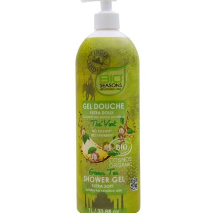 Bio Seasons – Gel douche Extra Doux au thé vert – (Pompe 1L)