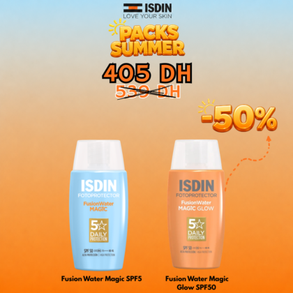 ISDIN Pack Summer Fusion Water Magic SPF50 + Fusion Water Magic Glow SPF50 (-50% sur le Fusion Water Magic Glow)