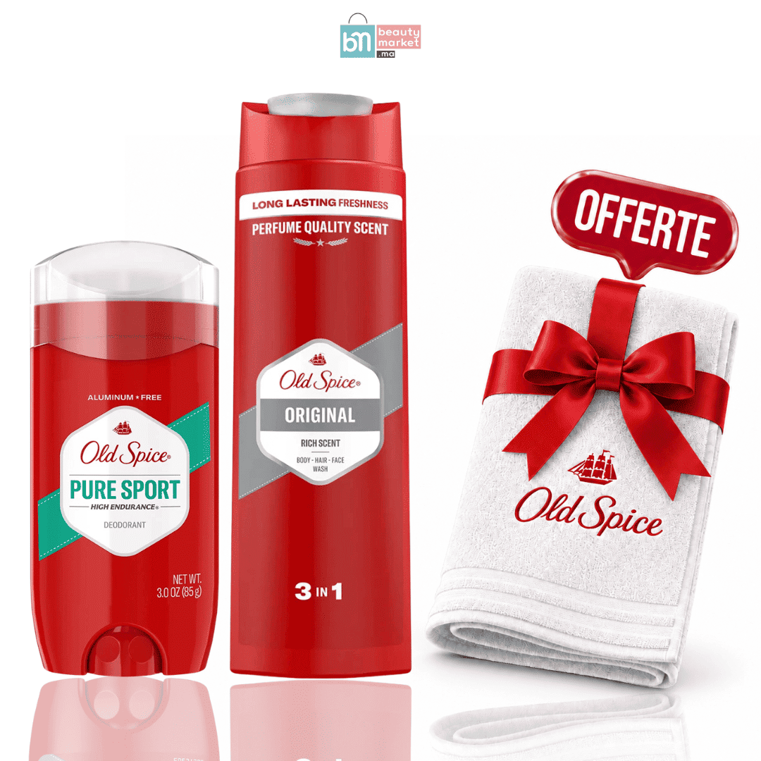 Pack Old Spice Pure Sport Déodorant 85 ml + Gel Douche Original 3-en-1 400 ml = Serviette Offerte