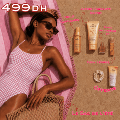 NUXE Sun Huile Lactée Capillaire 100ml + Rêve de Miel Soin Lèvres au Miel 10ml + Huile Prodigieuse Or 10ml + Crème fondante SPF50 50ml = Sac + 2 Cadeaux Offerts