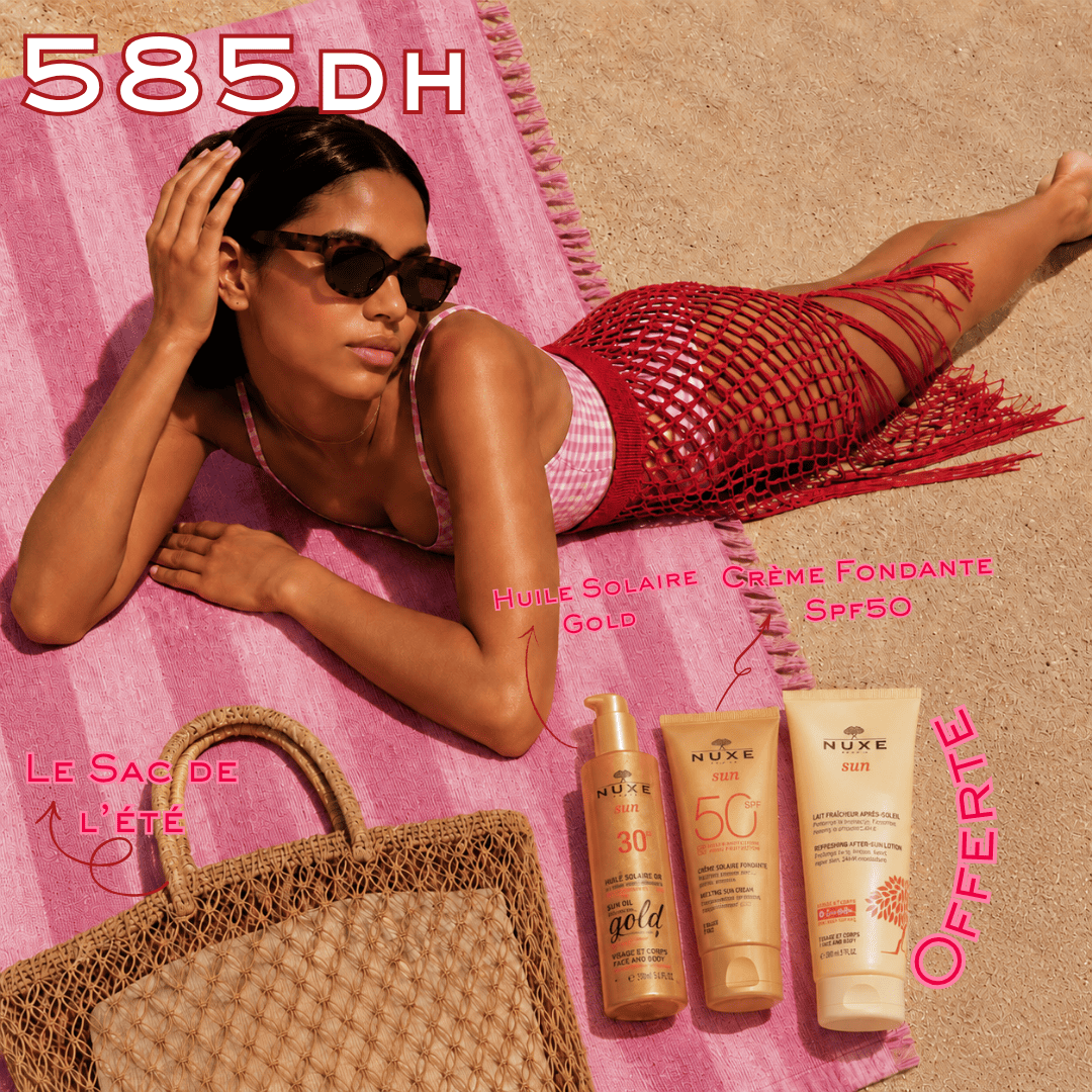 NUXE Sun Huile Solaire Gold SPF30 150 ml + Crème Fondante SPF50+ 50 ml = Shampooing et Sac Offerts