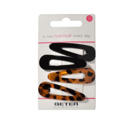 BETER Hairstyle clic clac 5,5cm 2pcs noir et 2pcs écaille (total 4pcs) 19232