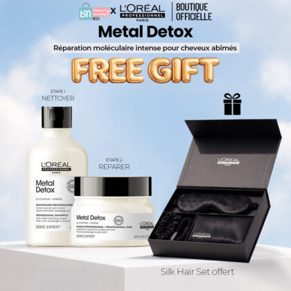 L'Oréal Professionnel Pack Metal Detox Shampooing 300ml + Masque 250ml = Silk Hair Set offert