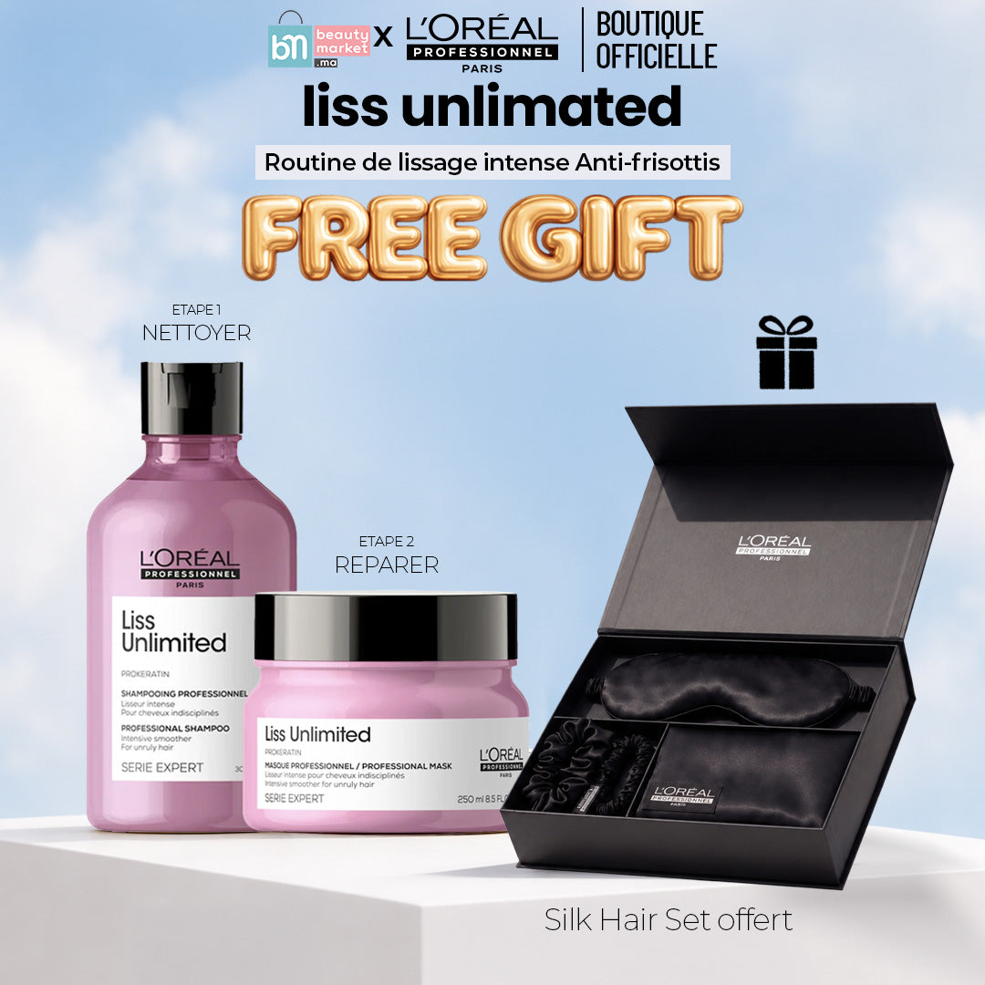 L'ORÉAL PROFESSIONNEL DUO LISS UNLIMATED SHAMPOING 300 ML + MASQUE 250ML = SILK HAIR SET OFFERT