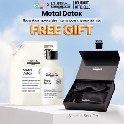 L'Oréal Professionnel Pack Metal Detox Shampooing 300ml + Recharge Shampooing 500ml = Silk Hair Set Offert