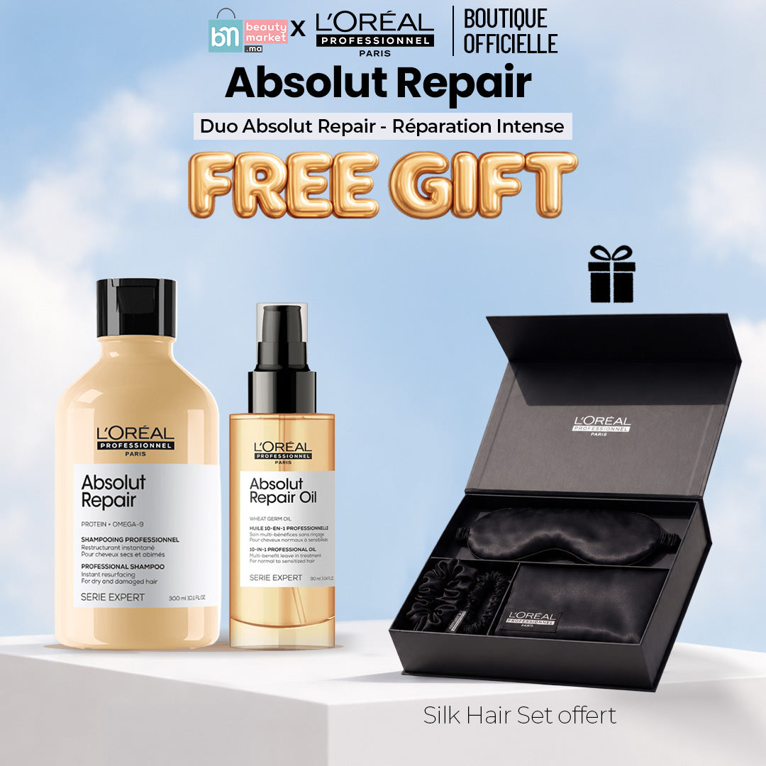 L'Oréal Professionnel Absolut Repair Shampooing 300ml + Huile 10 En 1 90ml = Silk Hair Set Offert