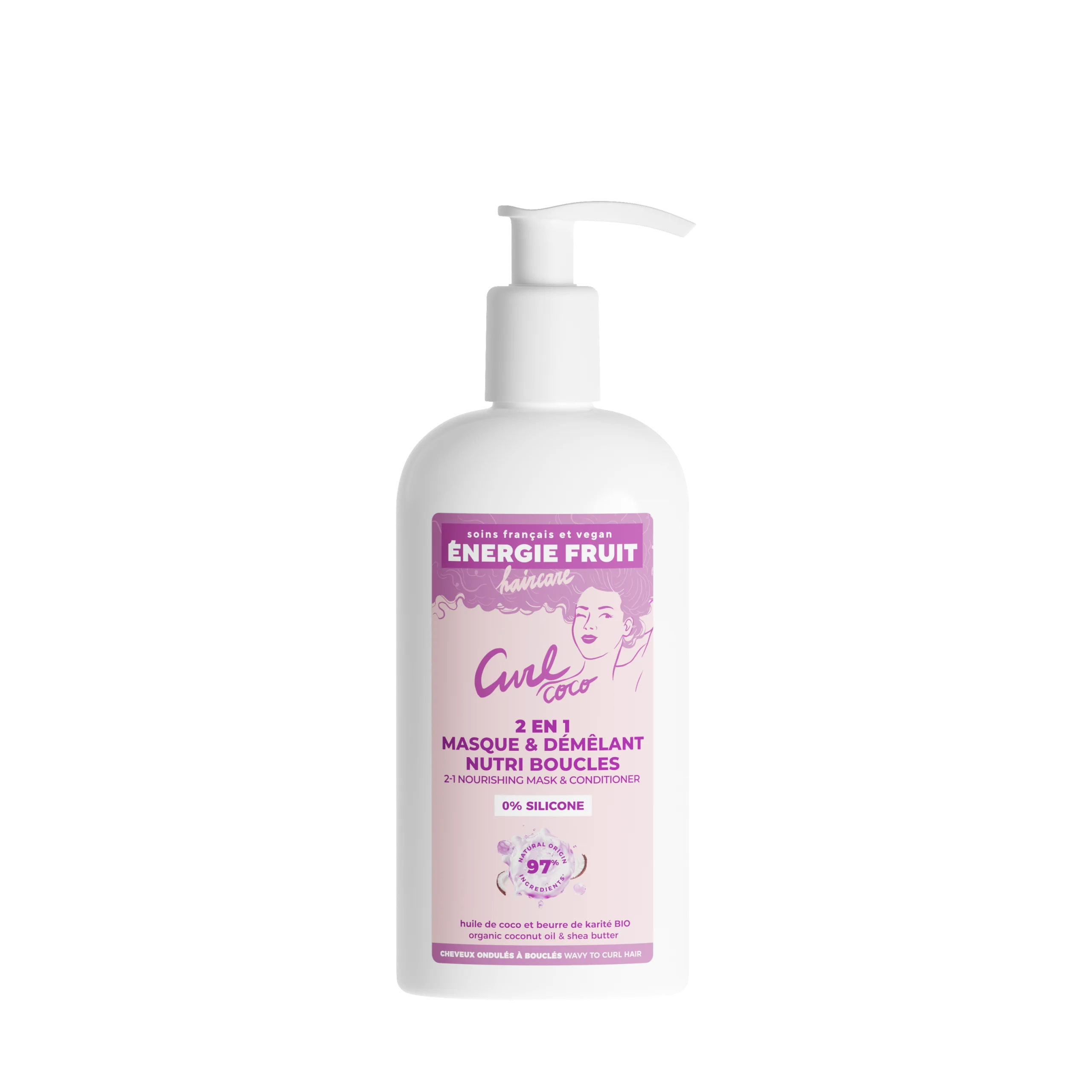 ENERGIEFRUIT MASQUE 2 EN 1 COCO CURL NOURRISSANT BOUCLES - HUILE DE COCO ET BEURRE DE KARITE - SANS SILICONE 300ML