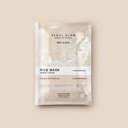 Seoul Glam Rice Sheet Mask 25ml – Masque Éclat & Hydratation à l’Extrait de Riz