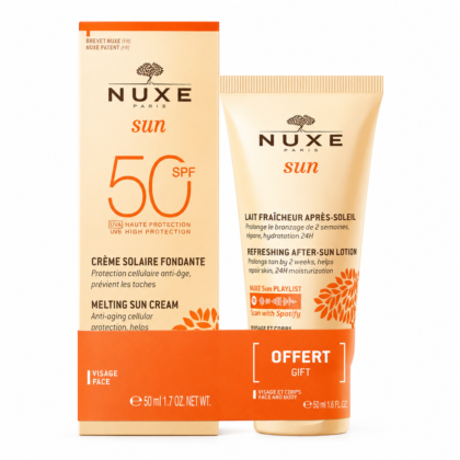 Nuxe Sun Crème fondante SPF50 50ml = Lait fraîcheur après-soleil 50ml Offert