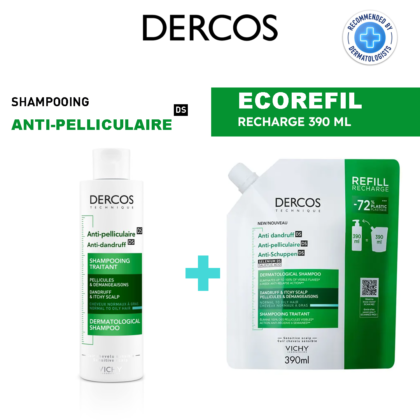 VICHY DERCOS PACK SHAMPOOING ANTIPELLICULAIRE CHEVEUX NORMAUX À GRAS