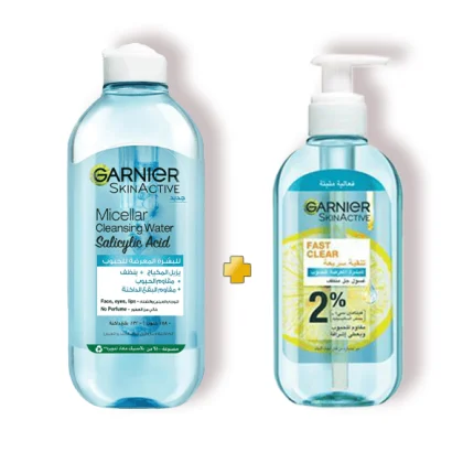 Garnier solution micellaire anti acne 400ml + gel nettoyant 200ml