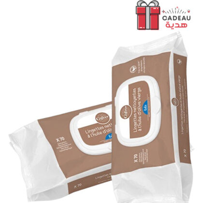 Gifrer Pack Lingettes Nettoyantes à l’Huile d’Olive Vierge 70 Piéces =Lingettes 70 P offertes