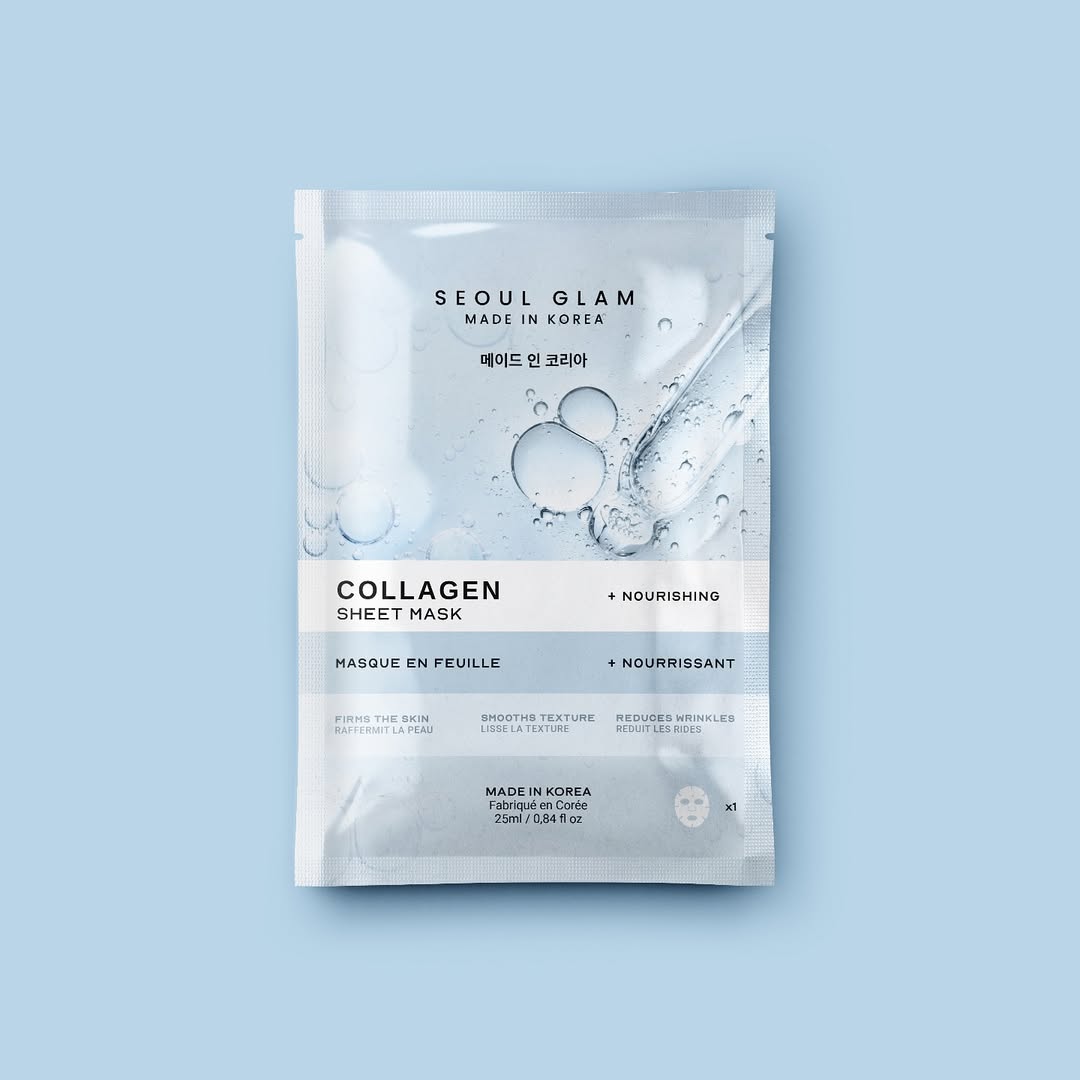 Seoul Glam Collagen Sheet Mask 25ml – Masque Tissu Raffermissant & Hydratant au Collagène