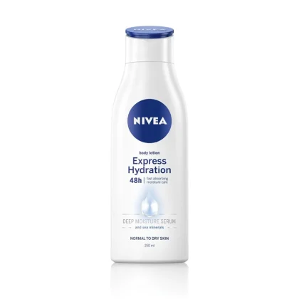 NIVEA Lait Corps Express Hydratation 250ml – Hydratation Immédiate 48h pour Peaux Sèches