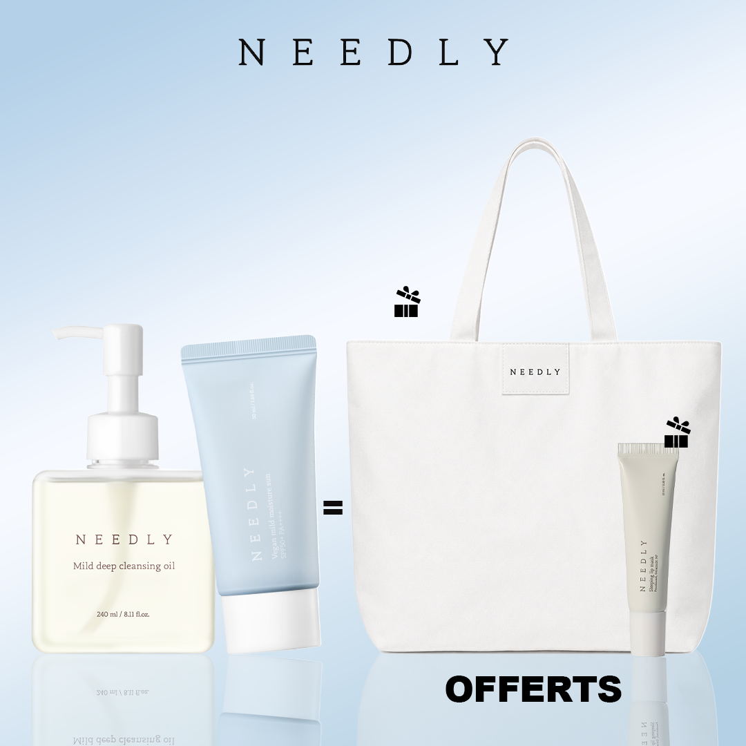 Needly Daily Essentials Duo – Mild Deep Cleansing Oil 240 ml + Vegan Mild Sun Milk SPF50+ – Lip Mask + Tote Bag Offerts