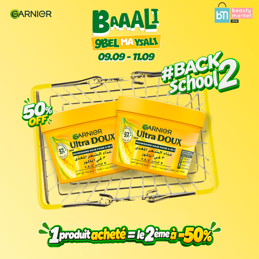 GARNIER DUO ULTRA DOUX HAIR FOOD MASQUE NOURRISSANT BANANE 390 ML = LE 2ÈME À -50%