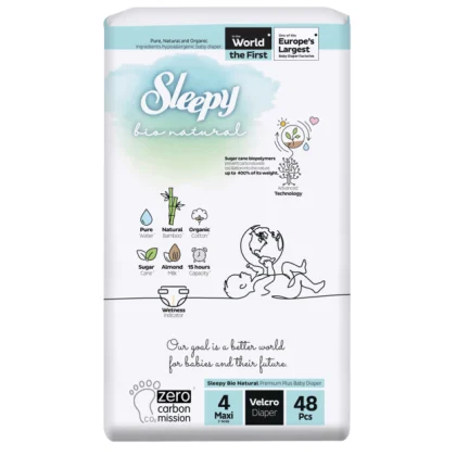Sleepy Couches bio natural double jumbo Maxi taille 4 – 48 unités /7-14 Kg