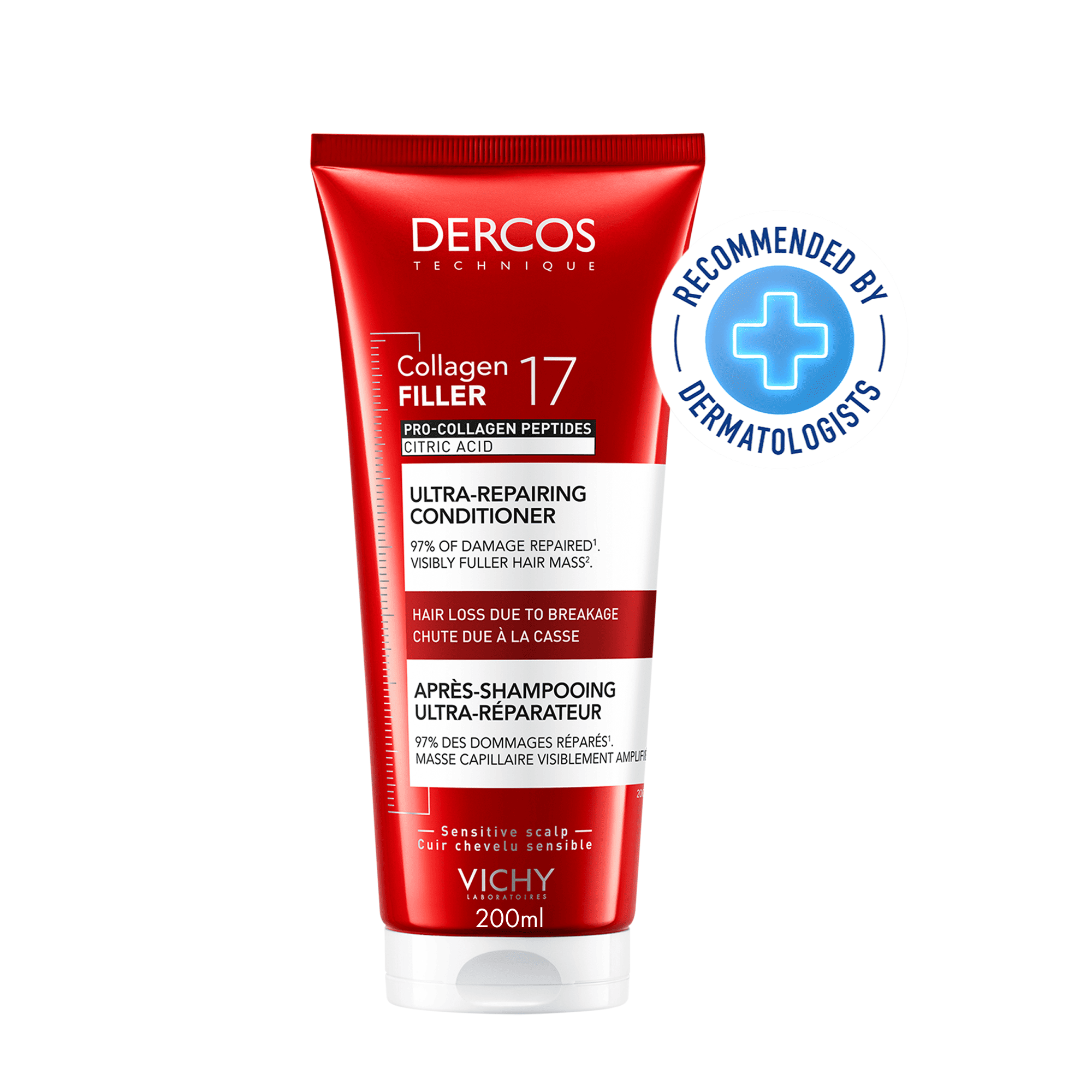 VICHY DERCOS APRÈS-SHAMPOOING ULTRA-RÉPARATEUR COLLAGEN 17 FILLER 200 ML