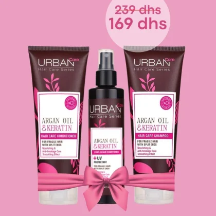 URBAN CARE PACK ARGAN & KÉRATINE SHAMPOOING + APRÈS-SHAMPOOING + LEAVE-IN