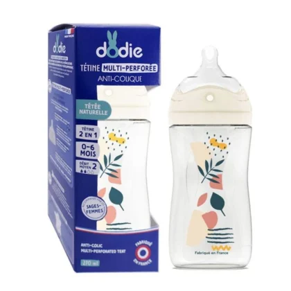 DODIE BIBERON TETINE MULT ANTI COLIQUE +6 MOIS DEBIT 3 ROSE 330 ML
