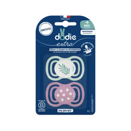 DODIE SUCETTE +6 MOIS DUO EXTRA FINE BLEU ROSE F2