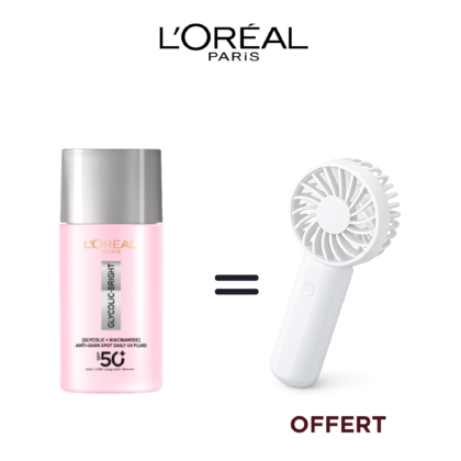 L'OREAL PARIS - Pack Été Glycolic Bright (SPF50+) = FAN MINI VENTILATEUR OFFERT