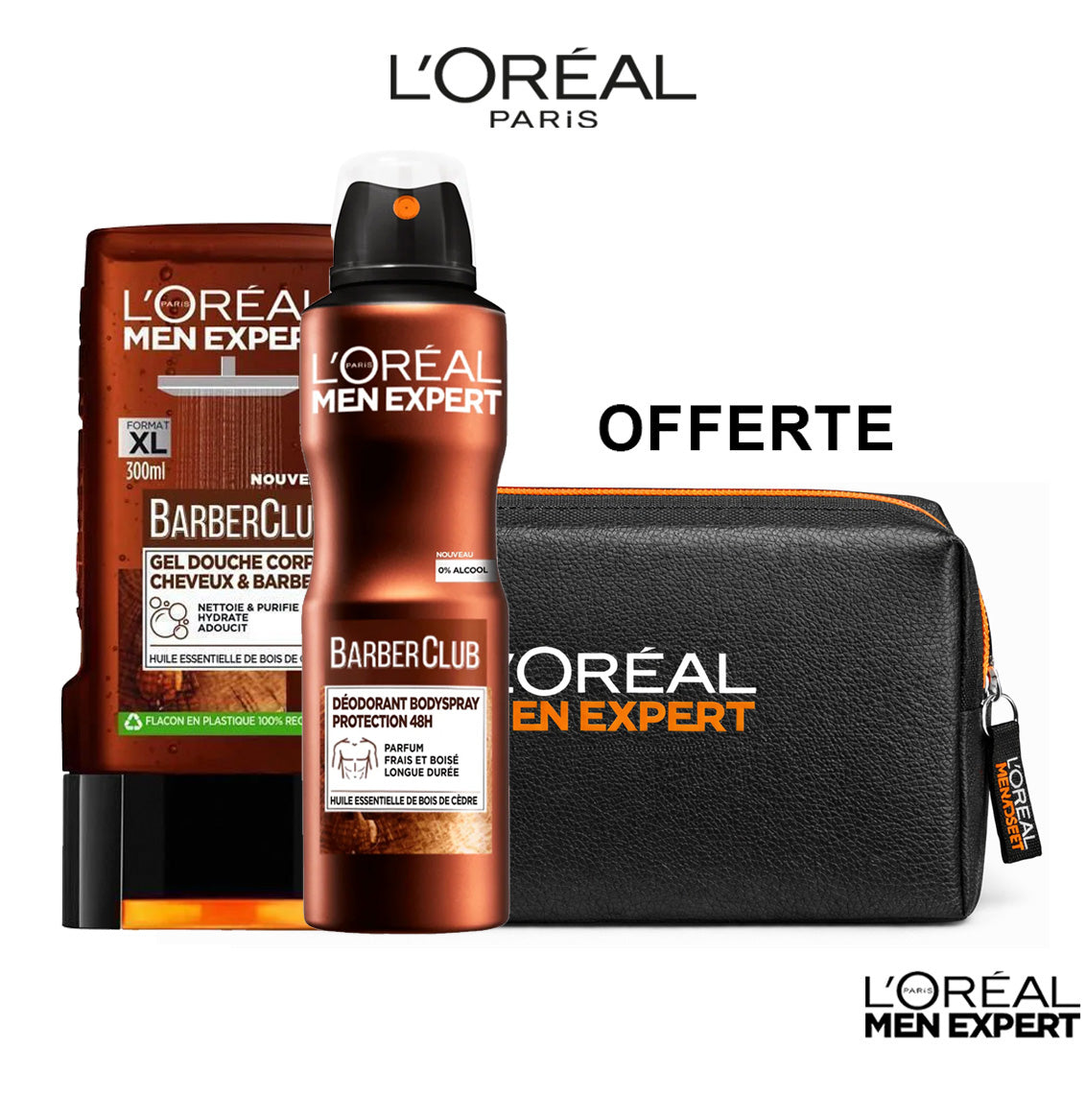 L'Oréal Paris Men Expert Duo Barber Club  Gel Douche 300 Ml + Déodorant Spray 48h 150 Ml = Trousse offerte