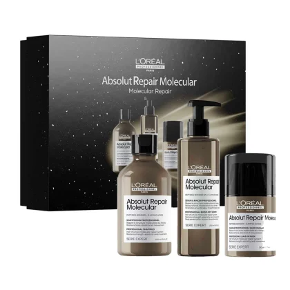 L'ORÉAL PROFESSIONNEL TRIO ABSOLUT REPAIR MOLECULAR SHP 300 ML + SÉRUM À RINCER 250 ML + LEAVE-IN 50 ML