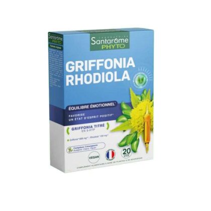 Santarome Phyto Griffonia Rhodiola – 20 Ampoules de 10 ml – Équilibre émotionnel & anti-stress