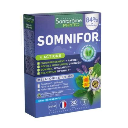 Santarome Phyto Somnifor – 30 Comprimés – Sommeil Naturel & Réparateur