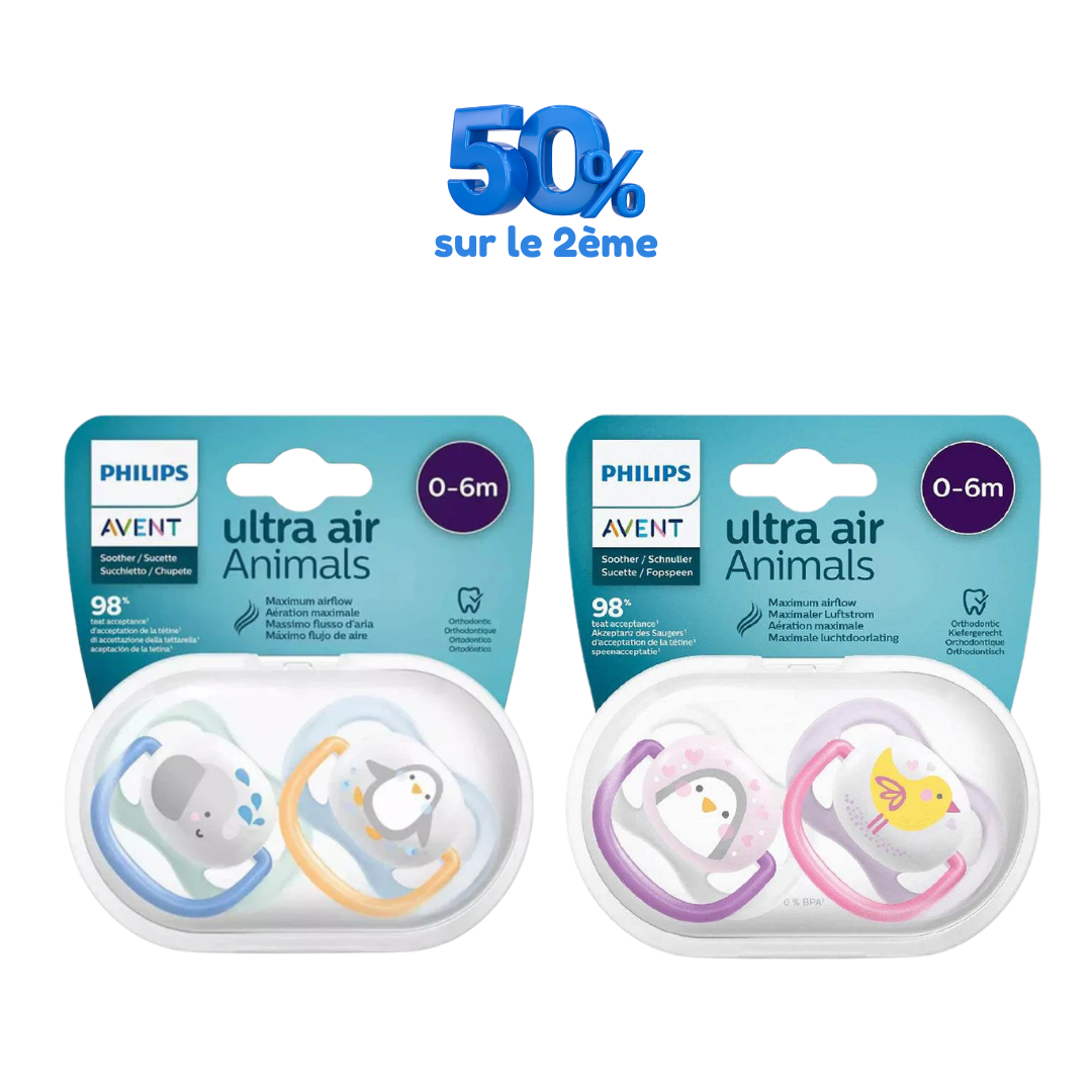 Avent Sucette Ortho 0-6 Mois Boy + Sucette Ortho 0-6 Mois Girl -50% sur la 2ème