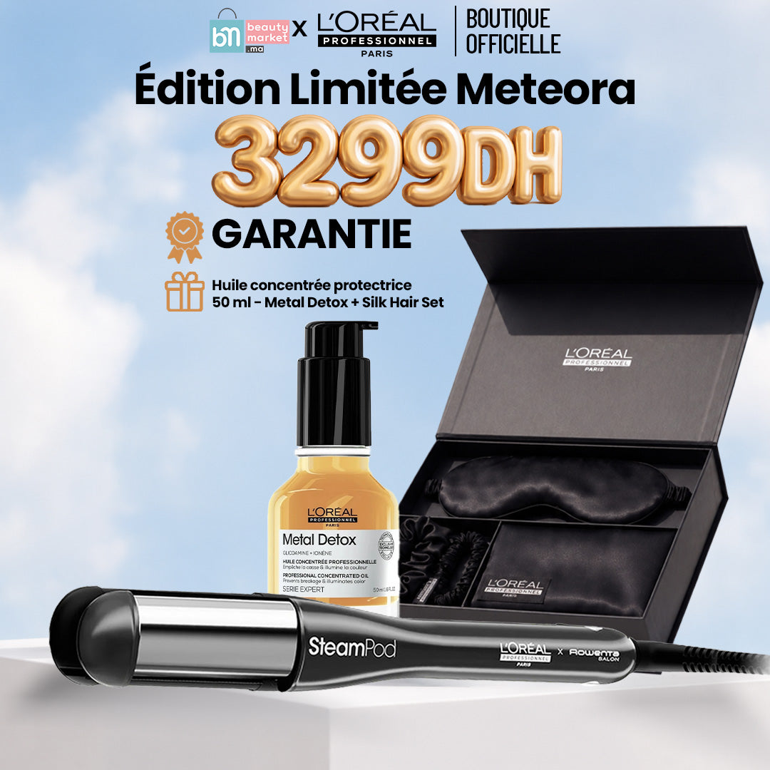 L'Oréal Professionnel SteamPod 4 Édition Limitée Meteora = Metal Detox huile concentre 50 ml = Silk Hair Set Offert