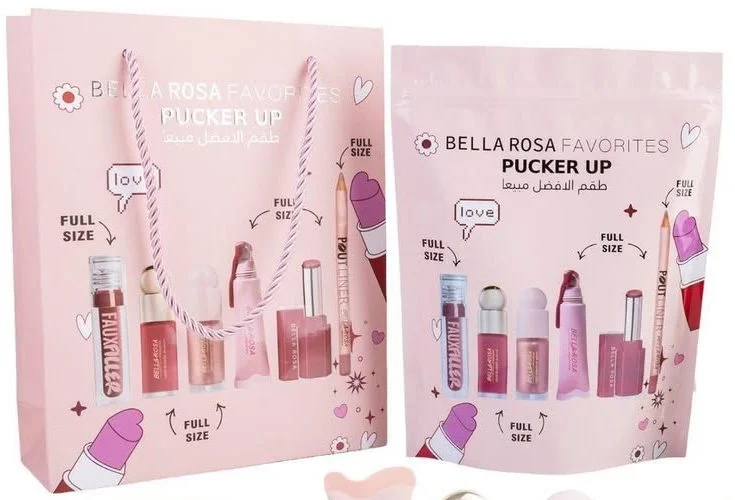 Sac cadeau et pochette rose Bella Rosa Pucker Up